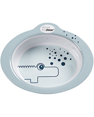 Done By Deer Anti-Slip Bowl Contour Croco, Blue - 350 ml Bowls & Plates