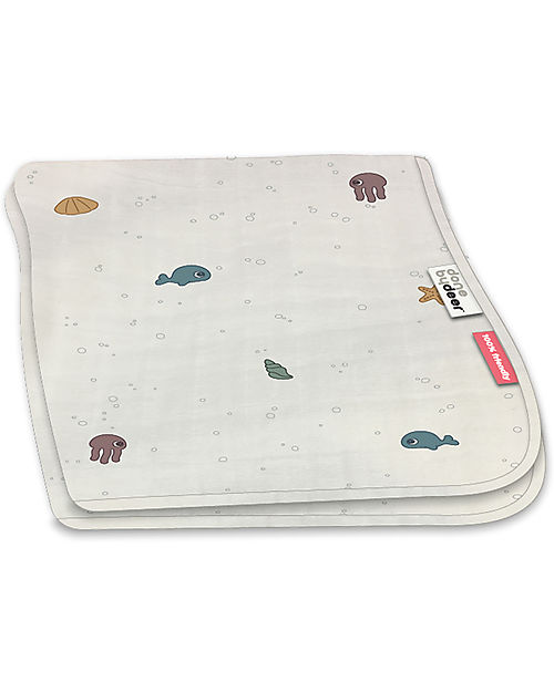 Done By Deer Baby Blanket - Sea Friends Beige - 100 x 100 cm  - Organic Cotton Muslin Swaddle