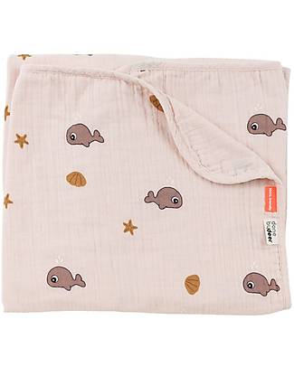 Done By Deer Baby Blanket - Wally Blue - 100 x 100 cm - Organic Cotton Muslin Swaddle