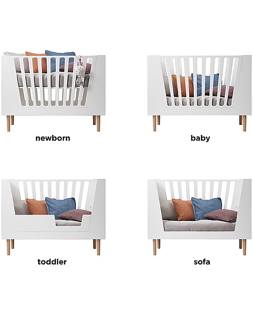 Done By Deer Baby Cot 4in1 with Rails, Grey - 140x70 cm Convertible Beds
