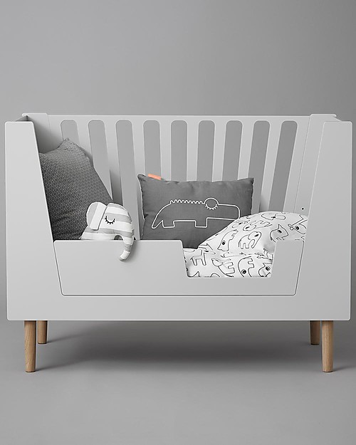 Done By Deer Baby Cot 4in1 with Rails, Grey - 140x70 cm Convertible Beds