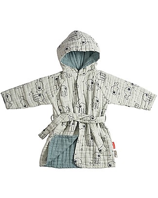 Done By Deer Bathrobe Sea Friends - Blue - 100% cotton Towels And Flannels