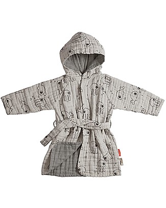 Done By Deer Bathrobe Sea Friends - Grey - 100% cotton Towels And Flannels