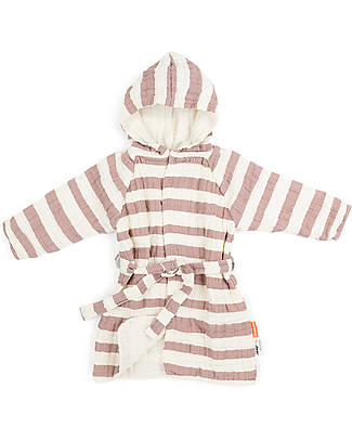 Done By Deer Bathrobe - Stripes Powder - 60 cm - Organic Cotton Towels And Flannels