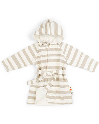 Done By Deer Bathrobe - Stripes Sand - 50 cm - Organic Cotton Towels And Flannels