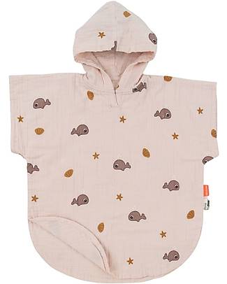 Done By Deer Beach Poncho - Wally Powder - 60 cm - Organic Cotton Towels And Flannels