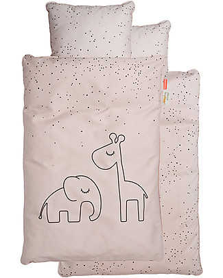 Done By Deer Bedding Set Duvet Cover and Pillowcase Dreamy Dots, Powder - Baby 70x100 cm - 100% cotton Duvet Sets