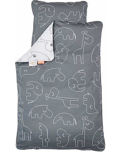 Done By Deer Bedding Set Duvet Cover and Pillowcase Sleepy - Grey - 135x100 cm - 100% cotton Bed Sheets and Pillow Cases