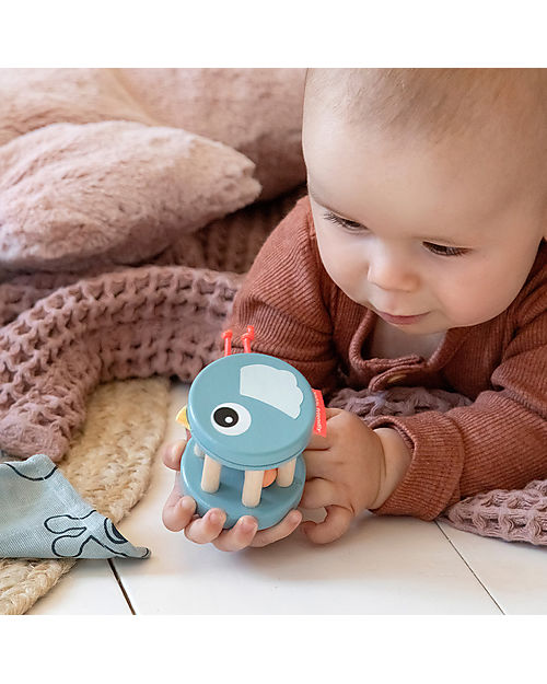 Done By Deer Bell Rattle - Birdee - Blue - Wooden Rattles