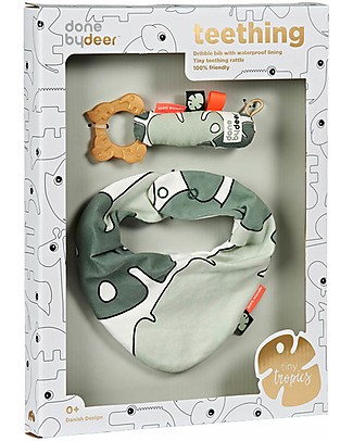 Done By Deer Bib & Teether Gift Box Tiny Tropics Snap Bibs