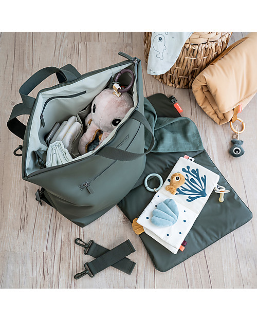 Done By Deer Changing Backpack - Dark Green - Made with PET recycled materials! Changing Backpack