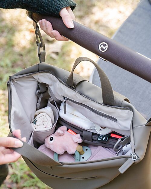 Done By Deer Changing Backpack with Foldable Changing Table and Stroller Hooks - Taupe - Made with recycled bottles! Changing Backpack