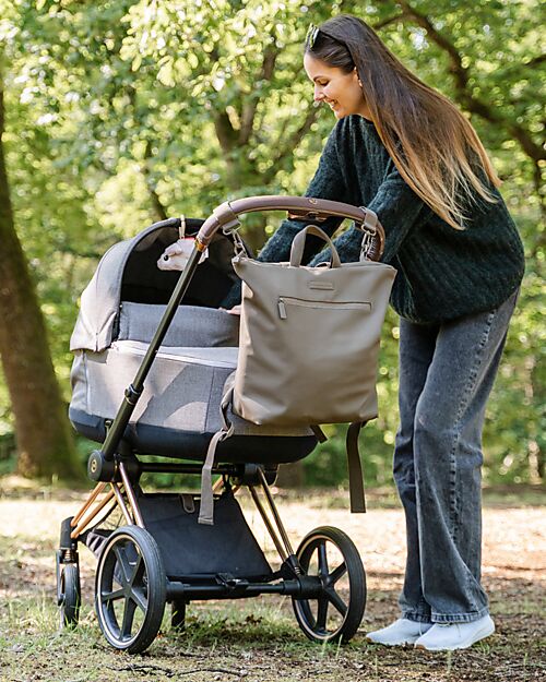 Done By Deer Changing Backpack with Foldable Changing Table and Stroller Hooks - Taupe - Made with recycled bottles! Changing Backpack