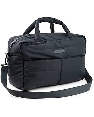 Done By Deer Changing Bag with Changing Pad - Quilted - Black - 24 L - Made from Recycled Plastic Bottles Diaper Changing Bags