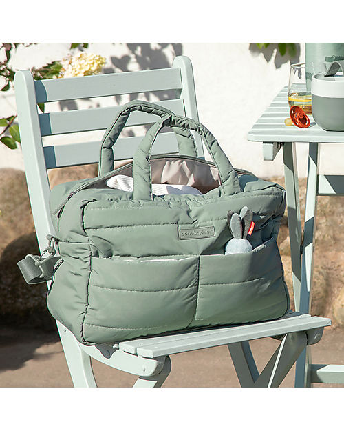 Done By Deer Changing Bag with Changing Pad - Quilted - Green - 24 L - Made with Recycled Plastic Bottles Diaper Changing Bags