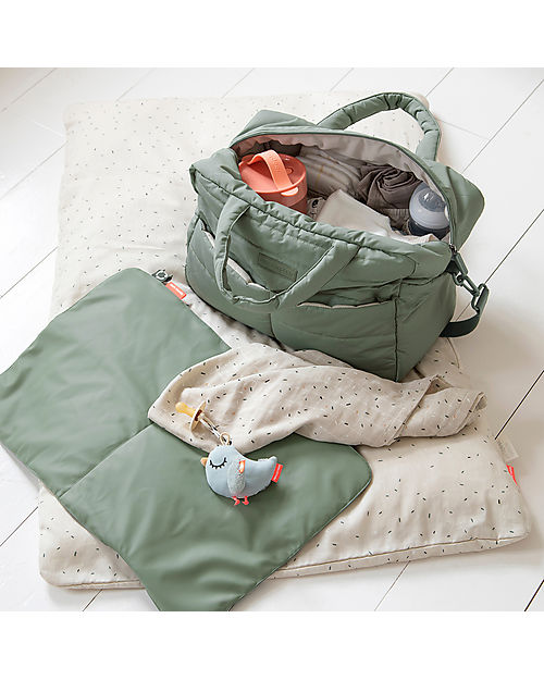 Done By Deer Changing Bag with Changing Pad - Quilted - Green - 24 L - Made with Recycled Plastic Bottles Diaper Changing Bags