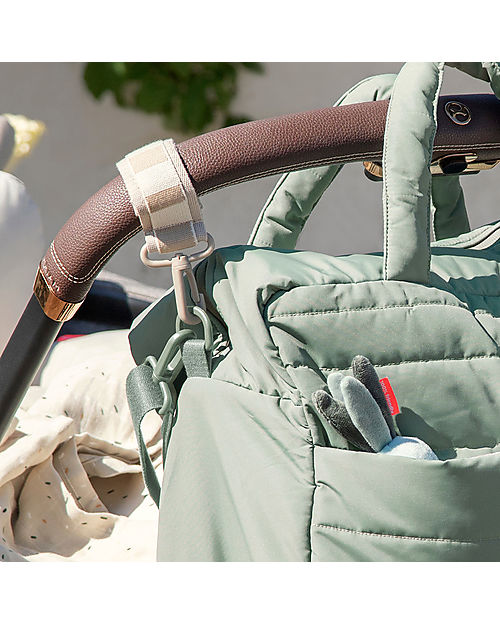 Done By Deer Changing Bag with Changing Pad - Quilted - Green - 24 L - Made with Recycled Plastic Bottles Diaper Changing Bags