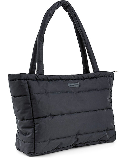 Done By Deer Changing Tote Bag with Changing Pad - Quilted - Black - 26 L - Made from Recycled Plastic Bottles Diaper Changing Bags