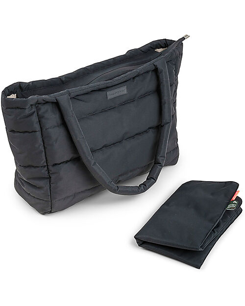 Done By Deer Changing Tote Bag with Changing Pad - Quilted - Black - 26 L - Made from Recycled Plastic Bottles Diaper Changing Bags