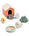 Done By Deer Chicken coop interlocking game - Tiny Farm - +2 years Wooden Stacking Toys