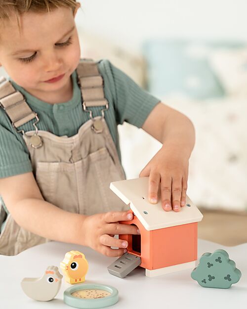 Done By Deer Chicken coop interlocking game - Tiny Farm - +2 years Wooden Stacking Toys