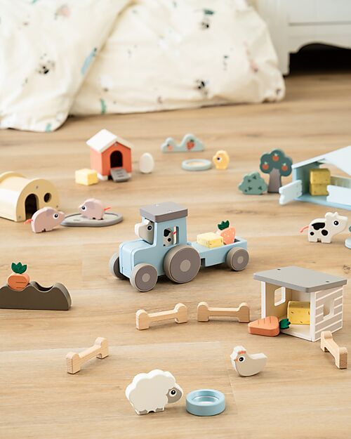 Done By Deer Chicken coop interlocking game - Tiny Farm - +2 years Wooden Stacking Toys