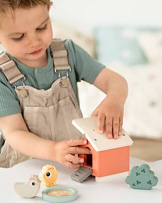 Done By Deer Chicken coop interlocking game - Tiny Farm - from 2 years old Wooden Stacking Toys