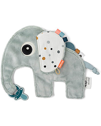 Done By Deer Comfort Blanket with Pacifier Clip Cozy Friend Elphee- Blue - 25x22 cm Soft Toys