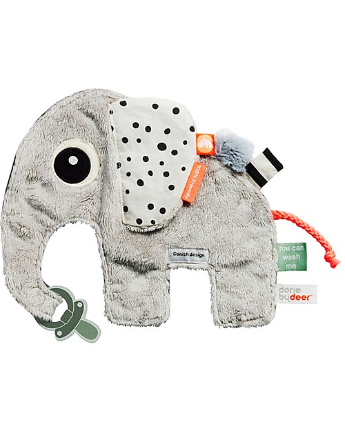 Done By Deer Comfort Blanket with Pacifier Clip Cozy Friend Elphee, Grey - 25x22 cm Doudou & Comforters