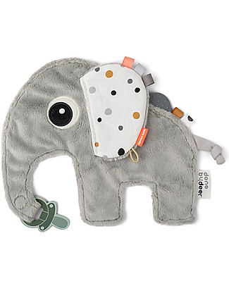 Done By Deer Comfort Blanket with Pacifier Clip Cozy Friend Elphee- Grey - 25x22 cm Soft Toys