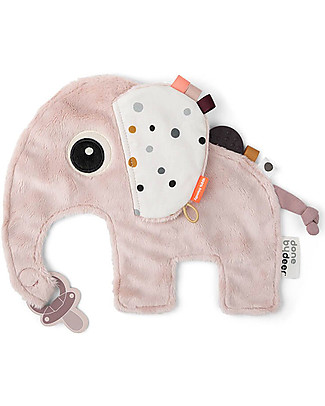 Done By Deer Comfort Blanket with Pacifier Clip Cozy Friend Elphee- Powder - 25x22 cm Soft Toys