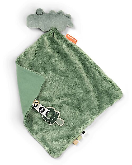 Done By Deer Comfort Blanket with Pacifier Clip Deer Friends - Croco - Green - 28 x 28 cm - 0+ Doudou & Comforters