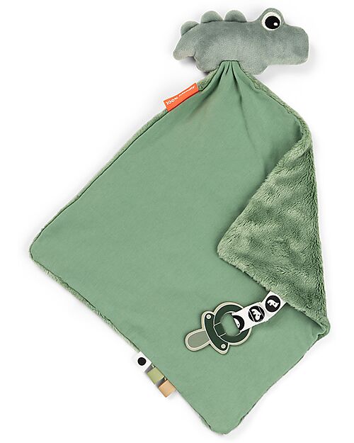 Done By Deer Comfort Blanket with Pacifier Clip Deer Friends - Croco - Green - 28 x 28 cm - 0+ Doudou & Comforters
