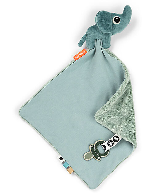 Done By Deer Comfort Blanket with Pacifier Clip Deer Friends - Elphee - Blue - 28 x 28 cm - 0+ Doudou & Comforters