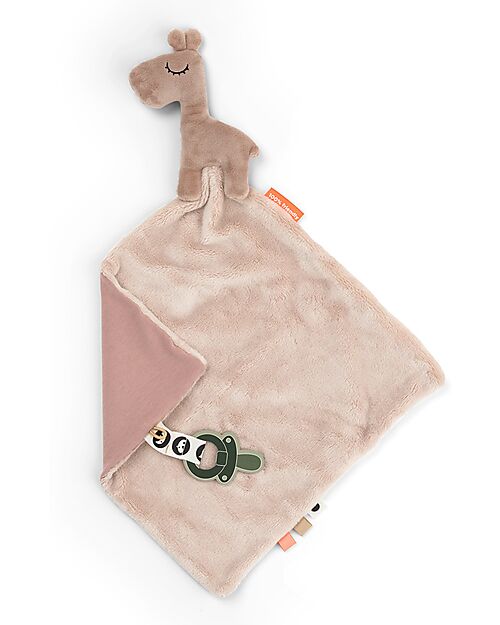 Done By Deer Comfort Blanket with Pacifier Clip Deer Friends - Raffi - Powder - 28 x 28 cm - 0+ Doudou & Comforters