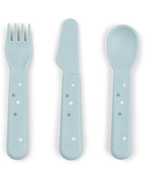 Done By Deer Cutlery Set - Happy Dots Blue - 100% Food-Grade PP Cutlery