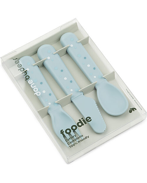 Done By Deer Cutlery Set - Happy Dots Blue - 100% Food-Grade PP Cutlery