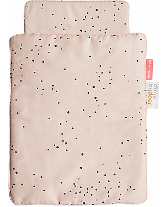 Done By Deer Dolls Bed Bedlinen, Dreamy Dots Powder - With duvet and pillow! Dolls Accessories