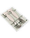 Done By Deer Easy Grip Cutlery Set - Fork and Spoon - Sand - Silicone Food Grade and Stainless steel Cutlery