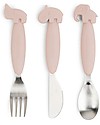Done By Deer Easy Grip Cutlery Set - Fork, Knife and Spoon - Powder - Silicone Food Grade and Stainless steel Cutlery