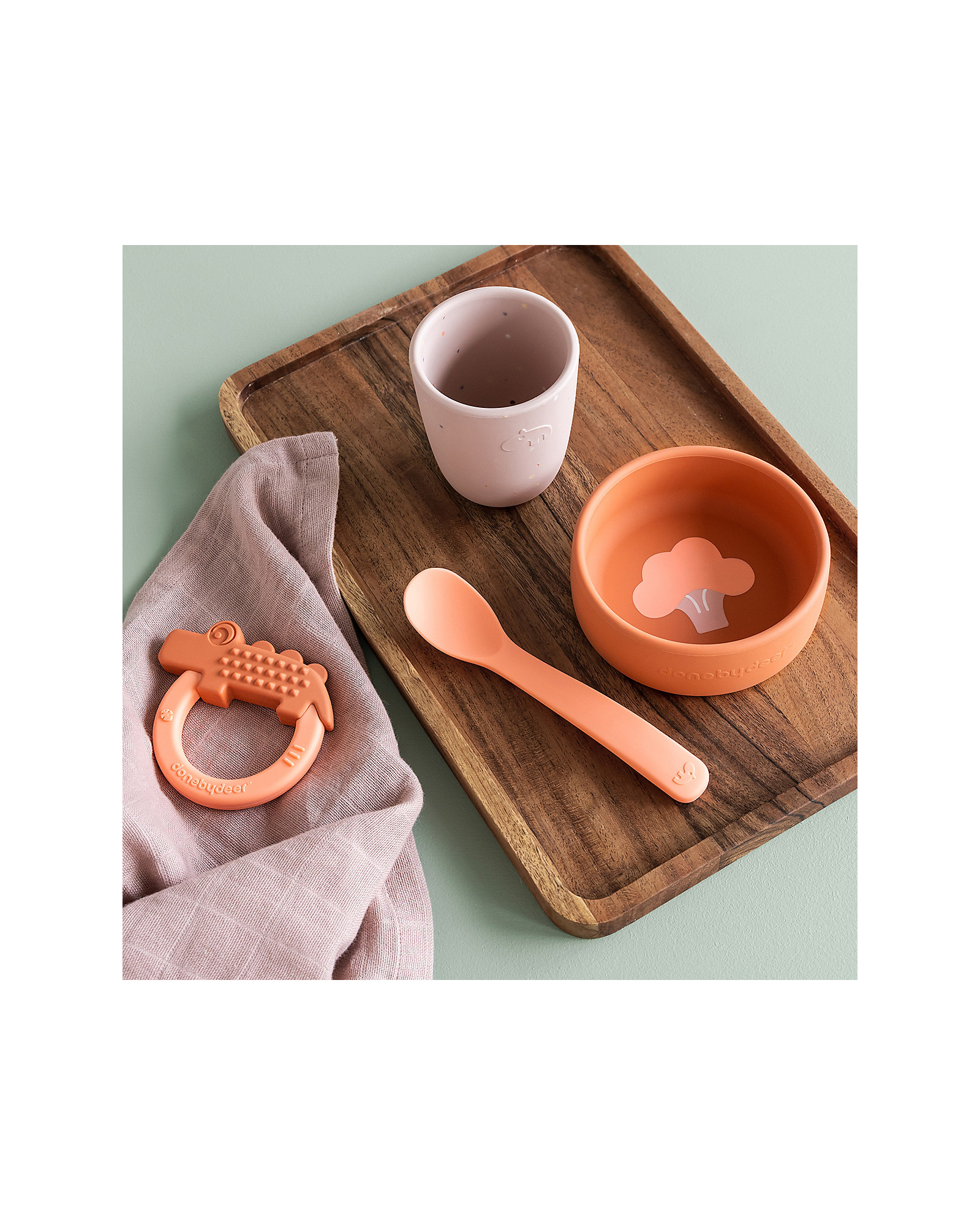 Done By Deer First Meal Set - Bowl Mug Spoon - Papaya - 100% Food Grade  Silicone unisex (bambini)
