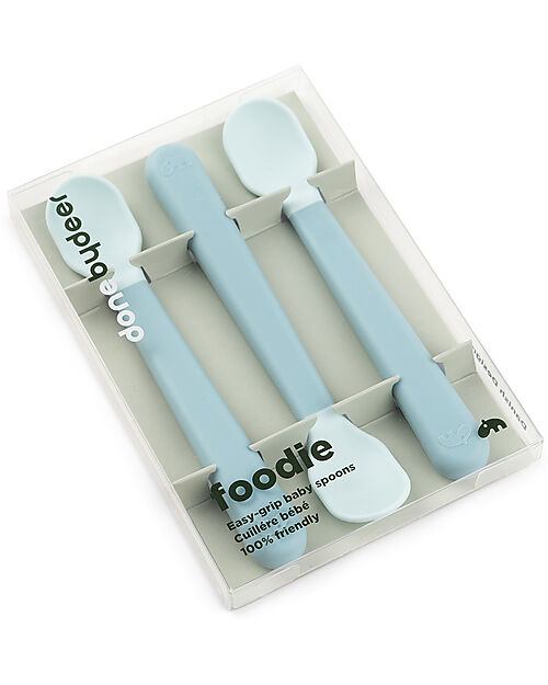 Done By Deer Foodie Anti-Slip Baby Spoon 3-pack - Blue - 100% food grade PP Cutlery