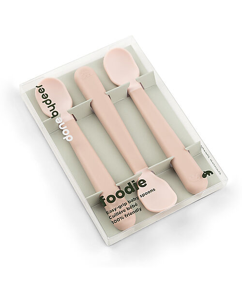 Done By Deer Foodie Anti-Slip Baby Spoon 3-pack - Powder - 100% food grade PP Cutlery