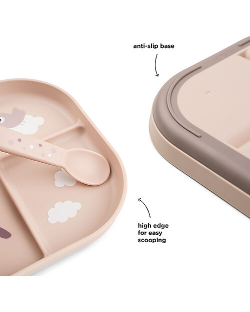 Done By Deer Foodie Compartment Plate - Happy Clouds Powder - 100% Food-Grade PP Bowls & Plates