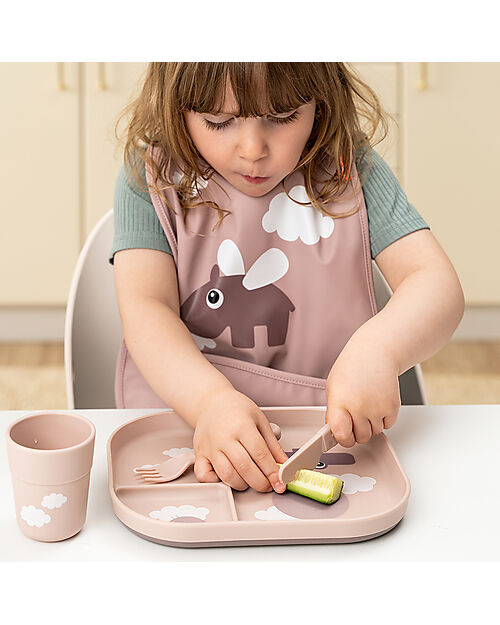 Done By Deer Foodie Compartment Plate - Happy Clouds Powder - 100% Food-Grade PP Bowls & Plates