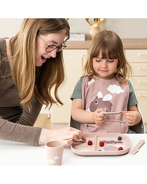 Done By Deer Foodie Compartment Plate - Happy Clouds Powder - 100% Food-Grade PP Bowls & Plates