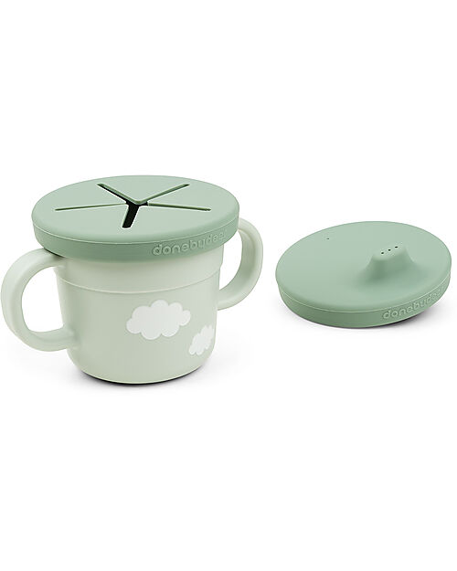 Done By Deer Foodie Cup with Spout and Snacks - Croco - Green - 100% Alimentary PP Cups