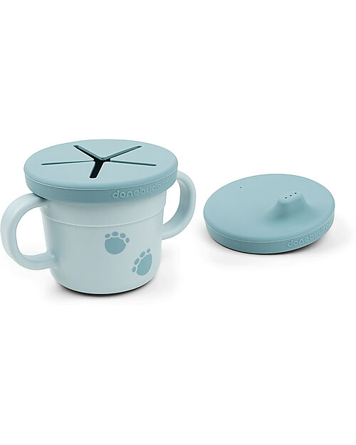 Done By Deer Foodie Cup with Spout and Snacks - Elphee - Blue - 100% Alimentary PP Cups