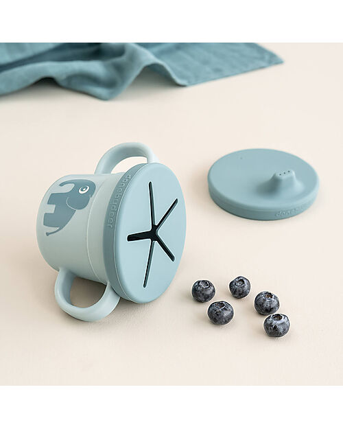Done By Deer Foodie Cup with Spout and Snacks - Elphee - Blue - 100% Alimentary PP Cups