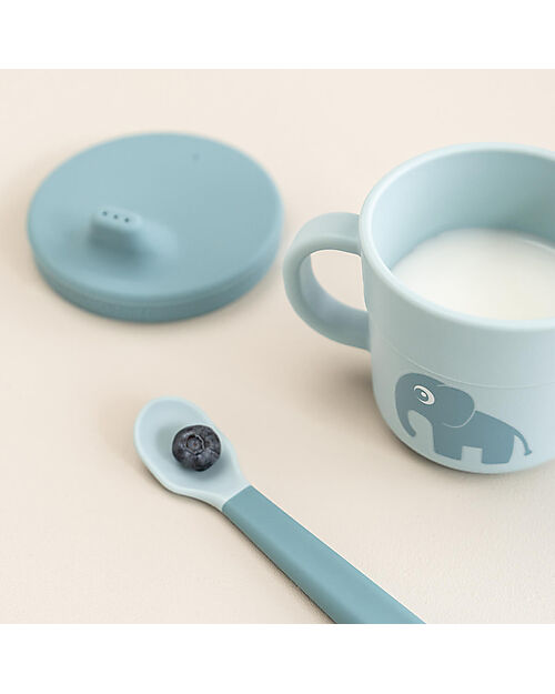 Done By Deer Foodie Cup with Spout and Snacks - Elphee - Blue - 100% Alimentary PP Cups